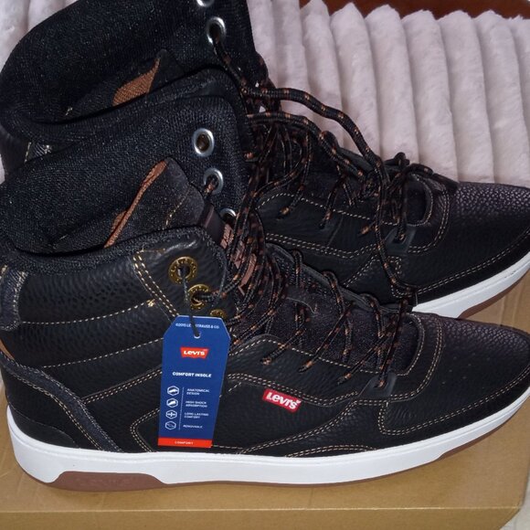Men's Levi's Oberyn High Tops Black and Tan~10.5~ - Picture 1 of 6